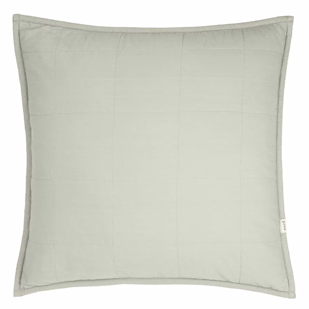 Yard Hebden Quilted Washed Cotton Square Cushion in Green, W/D/H: 55 x 55 x 1 cm – 2