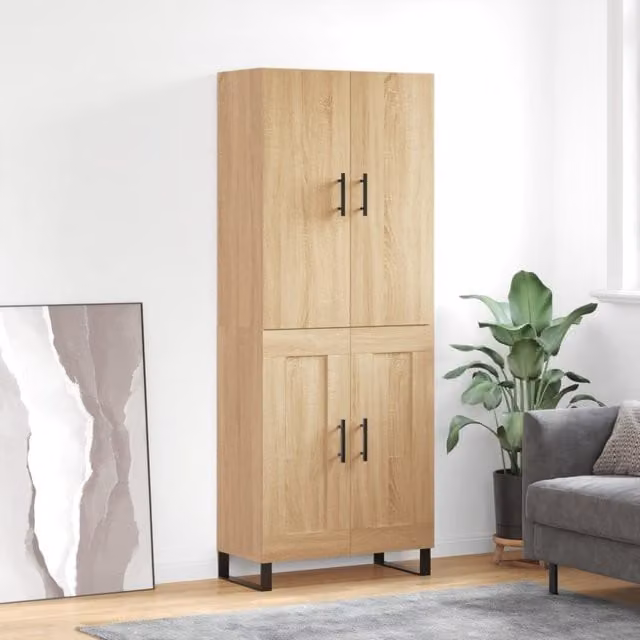 Berkfield Home Sonoma Oak Highboard in Brown, W/D/H: 69.5 x 34 x 180 cm