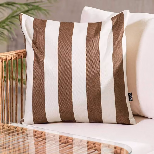 icon Square Striped Cushion in Chocolate Brown, W/D/H: 43 x 43 x 43 cm – 1