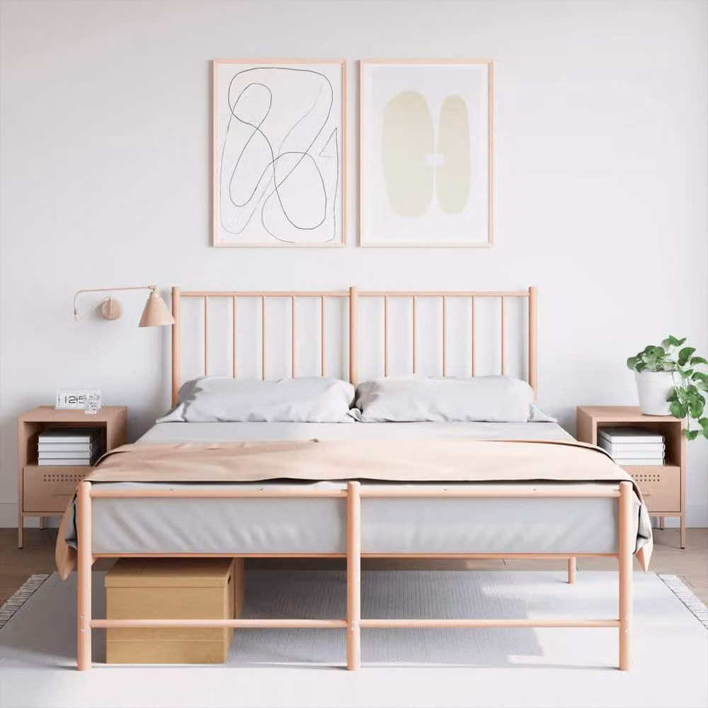 Berkfield Home Set of 2 Pink Metal Bedside Cabinets, W/D/H: 36 x 39 x 50.5 cm – 2