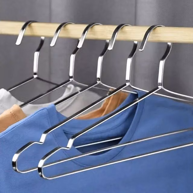 EONLION 5-Piece Stainless Steel Metal Hangers in Silver