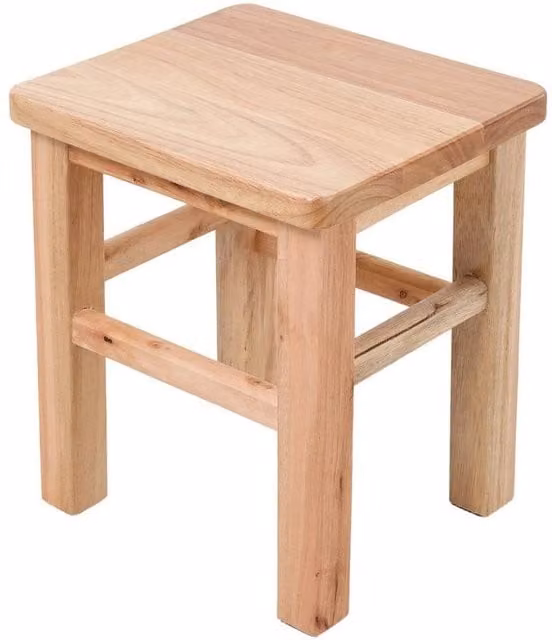 KORVIXA Solid Beech Wood Square Bar Side Stool in Natural Brown, W: 40 cm, H: 60 cm