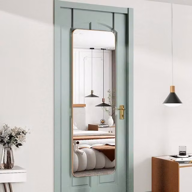 Lifeideas Rectangular Full Length Mirror in Gold for Wall or Over the Door Mounting