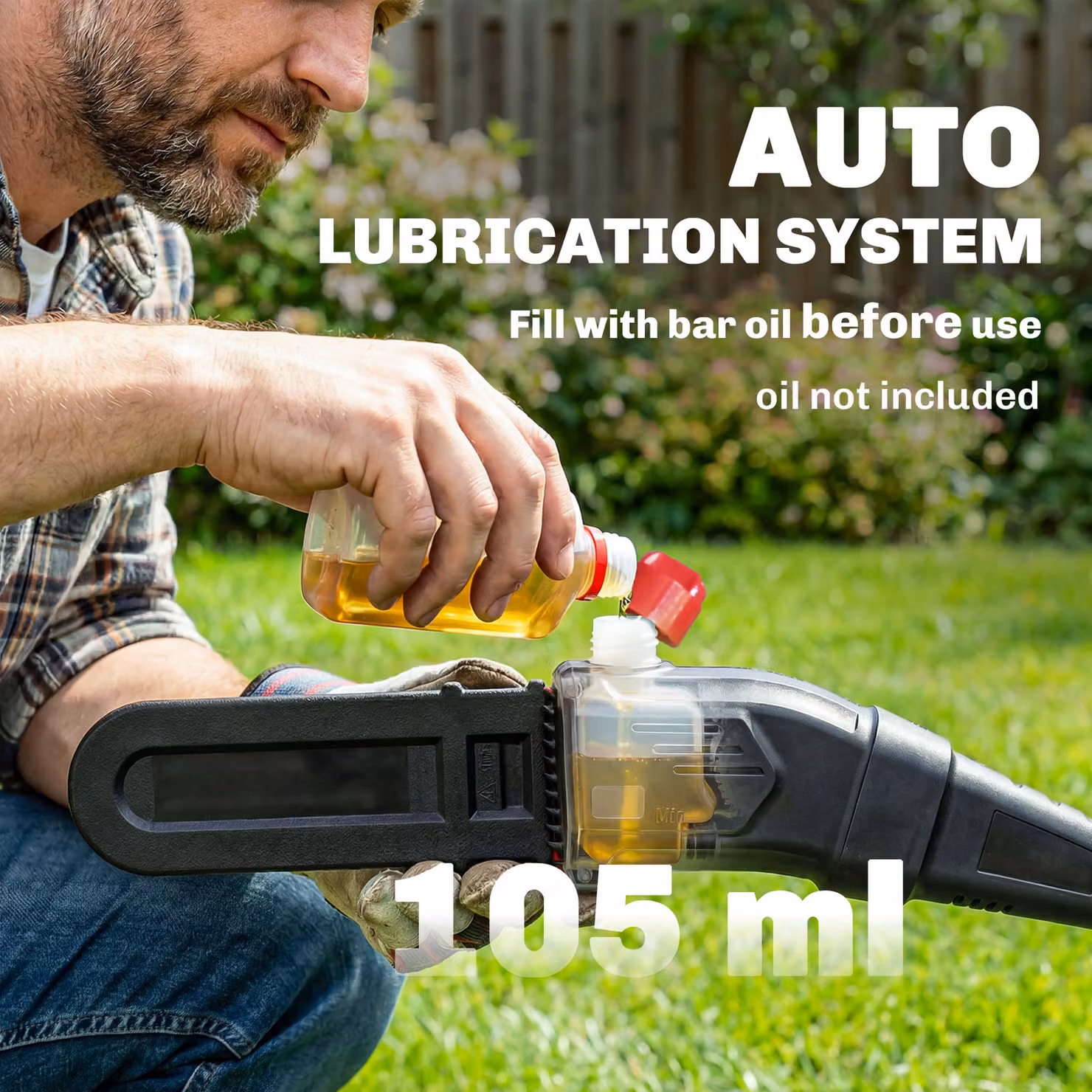 Outsunny 18V 8 inch Cordless Pole Chainsaw with 2 x 4.0Ah Batteries, Charger and Auto Lubrication, 1.94m/2.56m Reach – 7