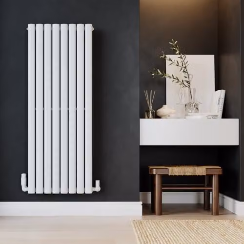 UK Radiators Omeara White Elliptical Tube Vertical Designer Radiator, H: 120 cm, W: 46.4 cm – 2