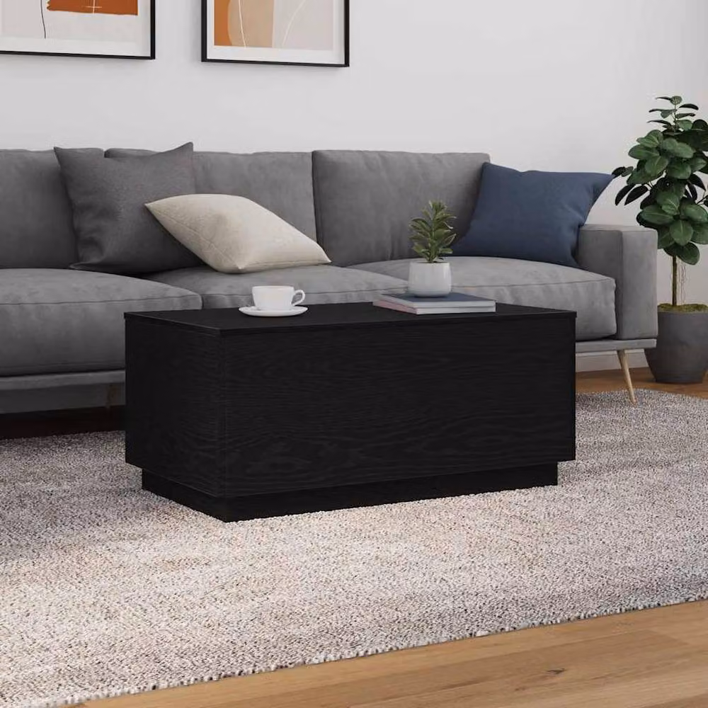 Berkfield Home Modern Coffee Table with LED Lights in Black Oak, W: 90 cm, D: 50 cm, H: 40 cm – 4