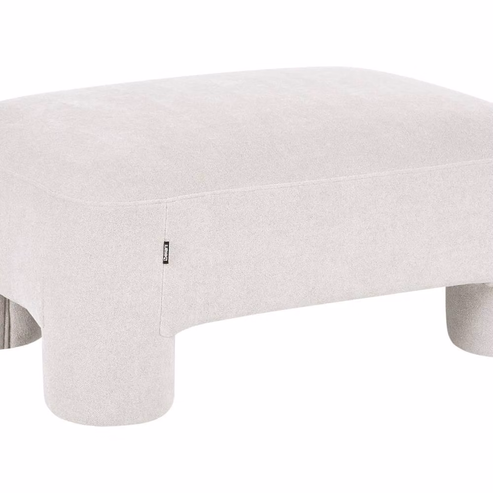 Wyld and Coco White Woven Fabric Rectangular Ottoman with Upholstered Frame – 2