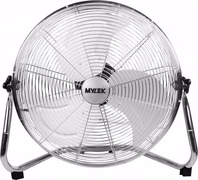 MYLEK 90W High Velocity Industrial Metal Floor Fan, 3 Speed, Silver