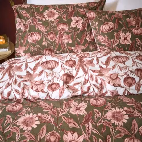 Riva Home Autumn Floral Reversible Duvet Cover Set, Pink, W: 180 cm x L: 200 cm – 2