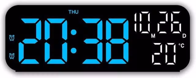 FLAVORA Modern Digital Illuminated LED Tabletop Alarm Clock in Black