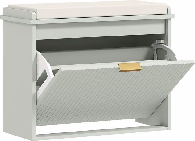 HOMCOM Elegant Six Shoe Bench with Top Seat in Green