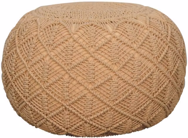 Artisan Furniture Ansley Knit Pouffe in Beige and Yellow