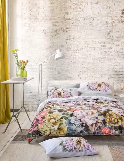Designers Guild Grandiflora Floral Bedding Set in Light Pink Cotton Mako Satin