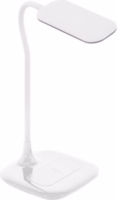 Eglo Masserie White Plastic LED Desk Lamp with 3-Step Dimming Touch Control and Integrated QI Smartphone Charger, H 38.5 cm x W 16.5 cm x D 16.5 cm
