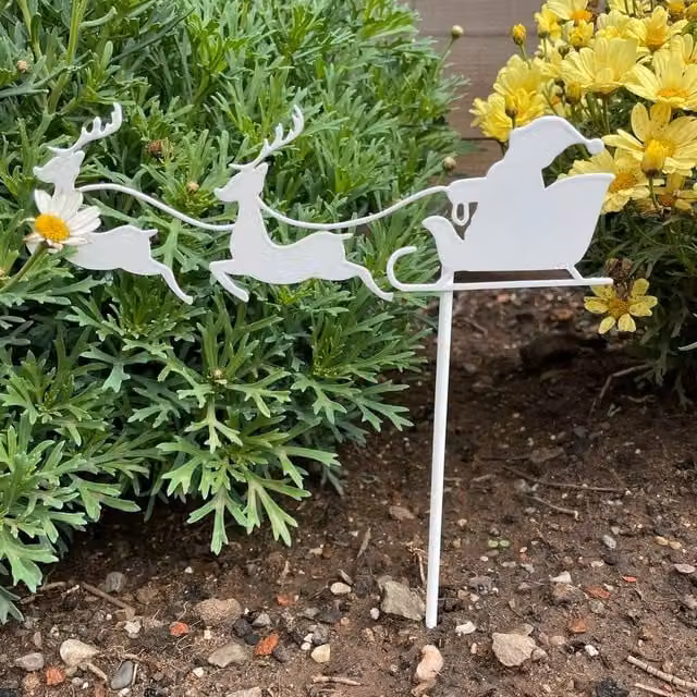 Poppyforge Santa Pot Pin Garden Art, Pack of 3, White, Height: 25 cm – 1