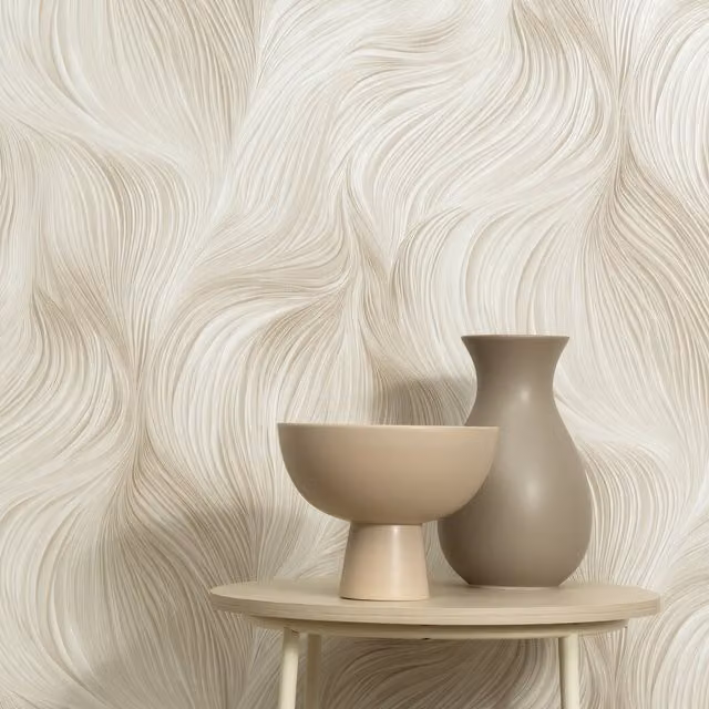 Erismann Waves of Light Abstract Vinyl Wallpaper in Beige