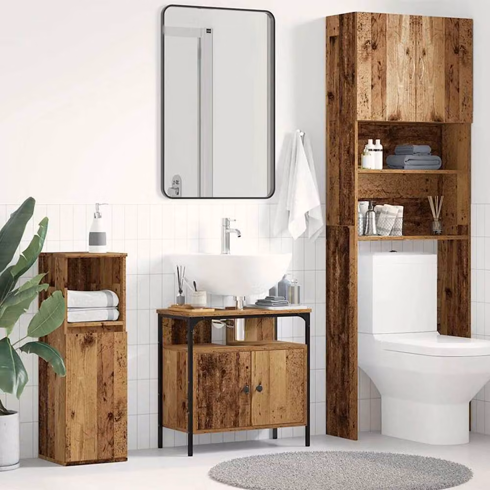Berkfield Home Rustic Old Wood Bathroom Sink Cabinet in Brown, W/D/H: 60 x 30 x 60 cm – 2
