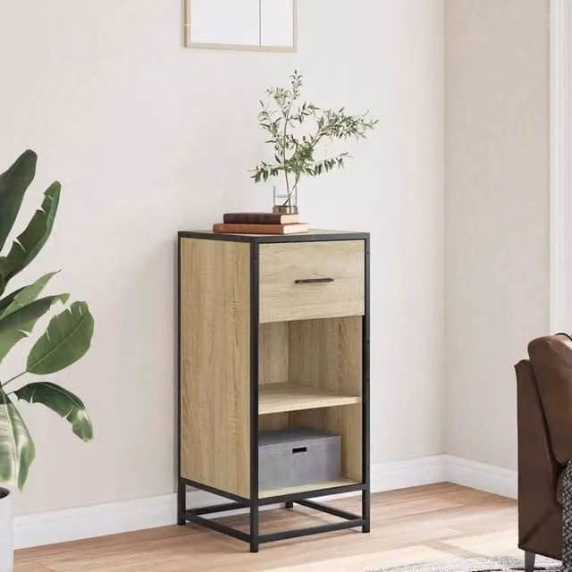 Berkfield Home Sonoma Oak Sideboard in Light Oak, W/D/H: 35.5 x 35.0 x 76.0 cm