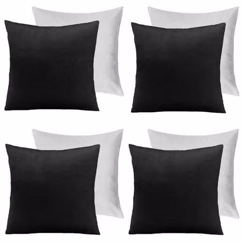 OHS Set of 4 Black Matte Velvet Square Cushions, W/D/H: 45 x 45 x 45 cm