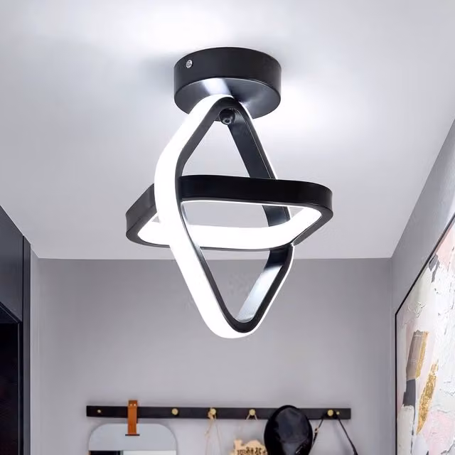 Pheashine Modern LED Ceiling Light, 22W Square Design, Black