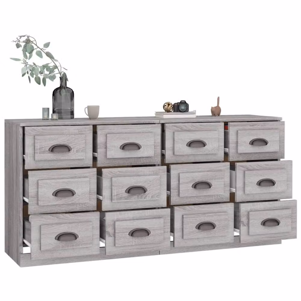 Berkfield Home Set of 2 Grey Sonoma Sideboards in Matt MDF – 2