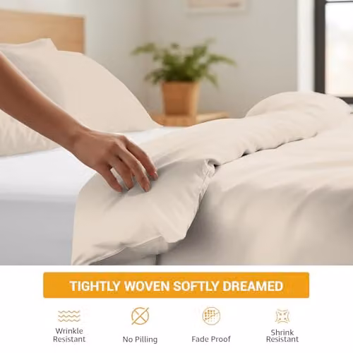 Pamposh 400 Thread Count Egyptian Cotton Single Duvet Cover Set, Beige, W: 135 cm, H: 200 cm – 2