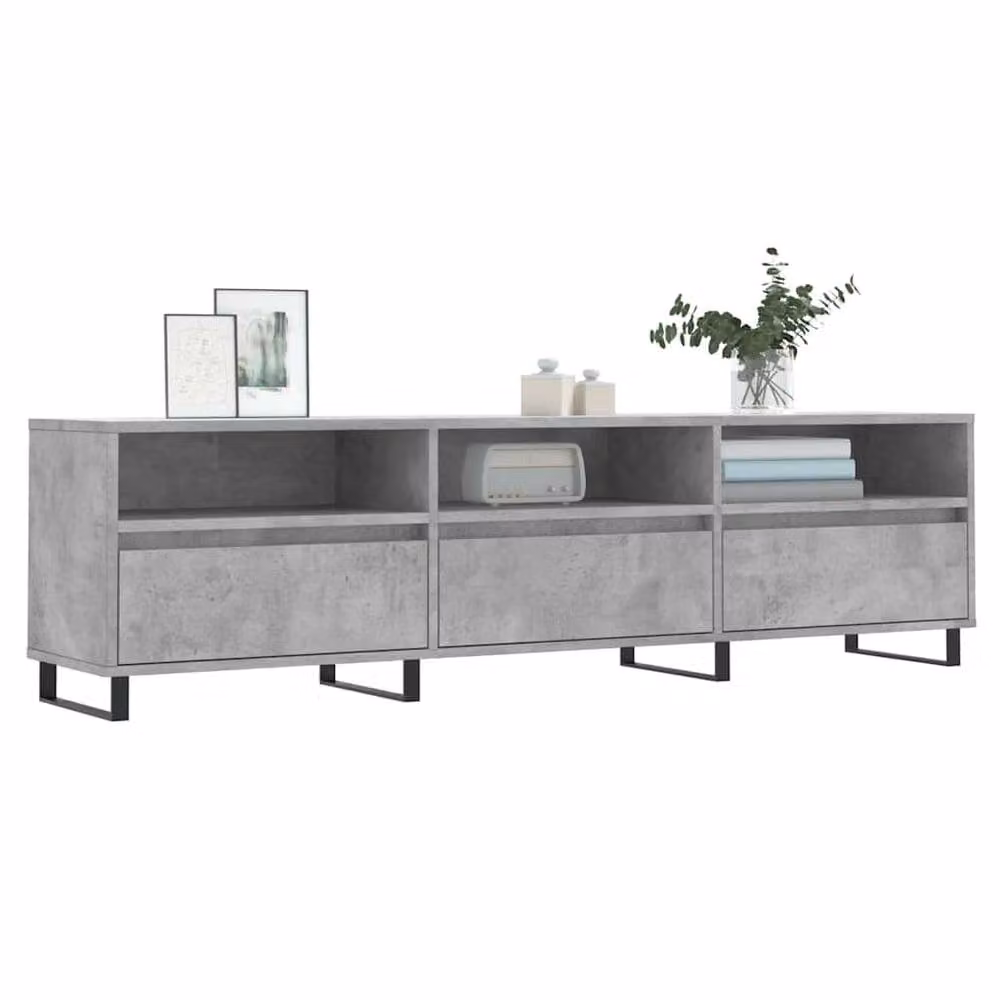 Berkfield Home Industrial TV Cabinet in Concrete Grey, W: 150 cm, D: 44.5 cm, H: 44.5 cm – 3