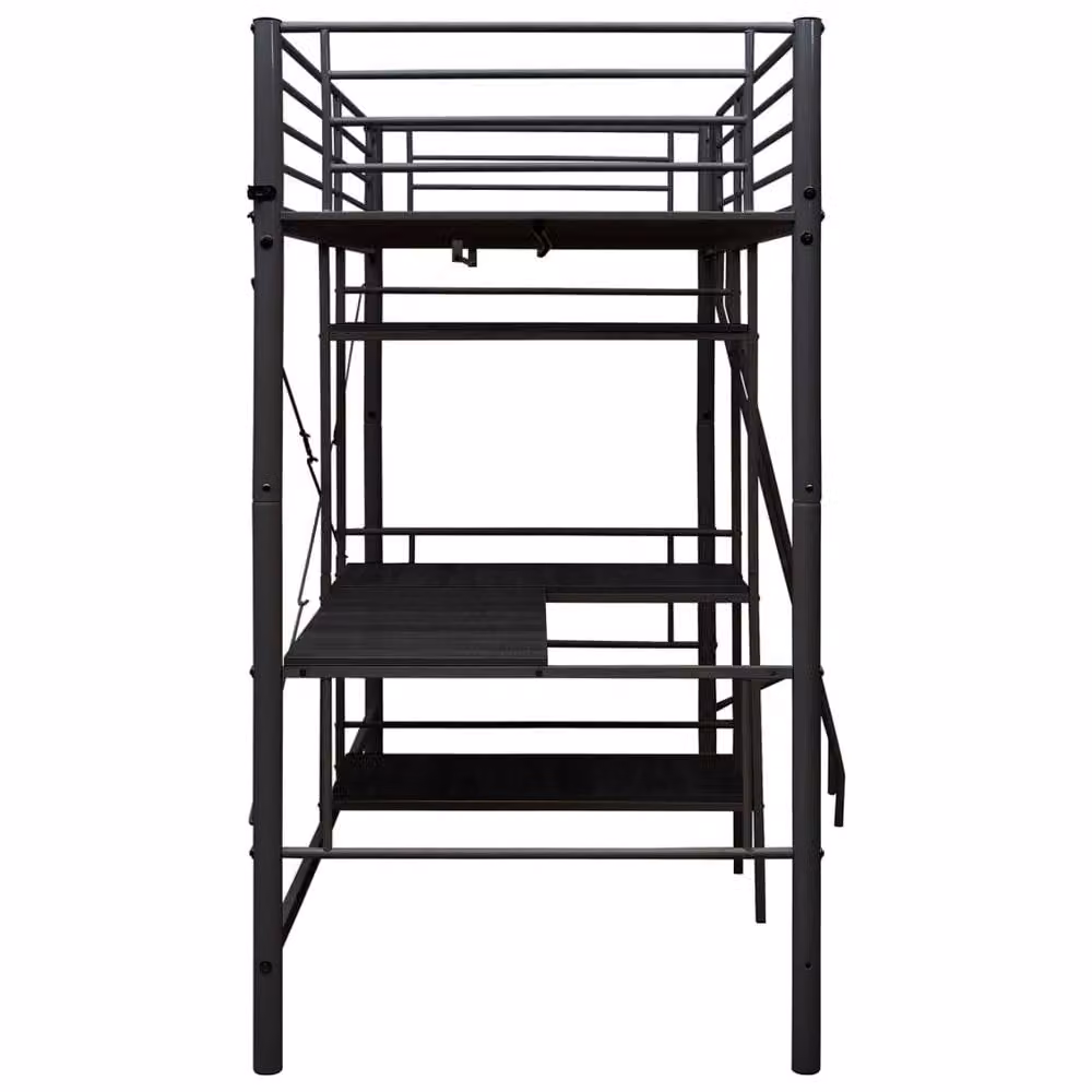 Berkfield Home Elegant Two-Level Bunk Bed with Table, Black Metal, W: 90 cm, D: 200 cm, H: 186 cm – 3