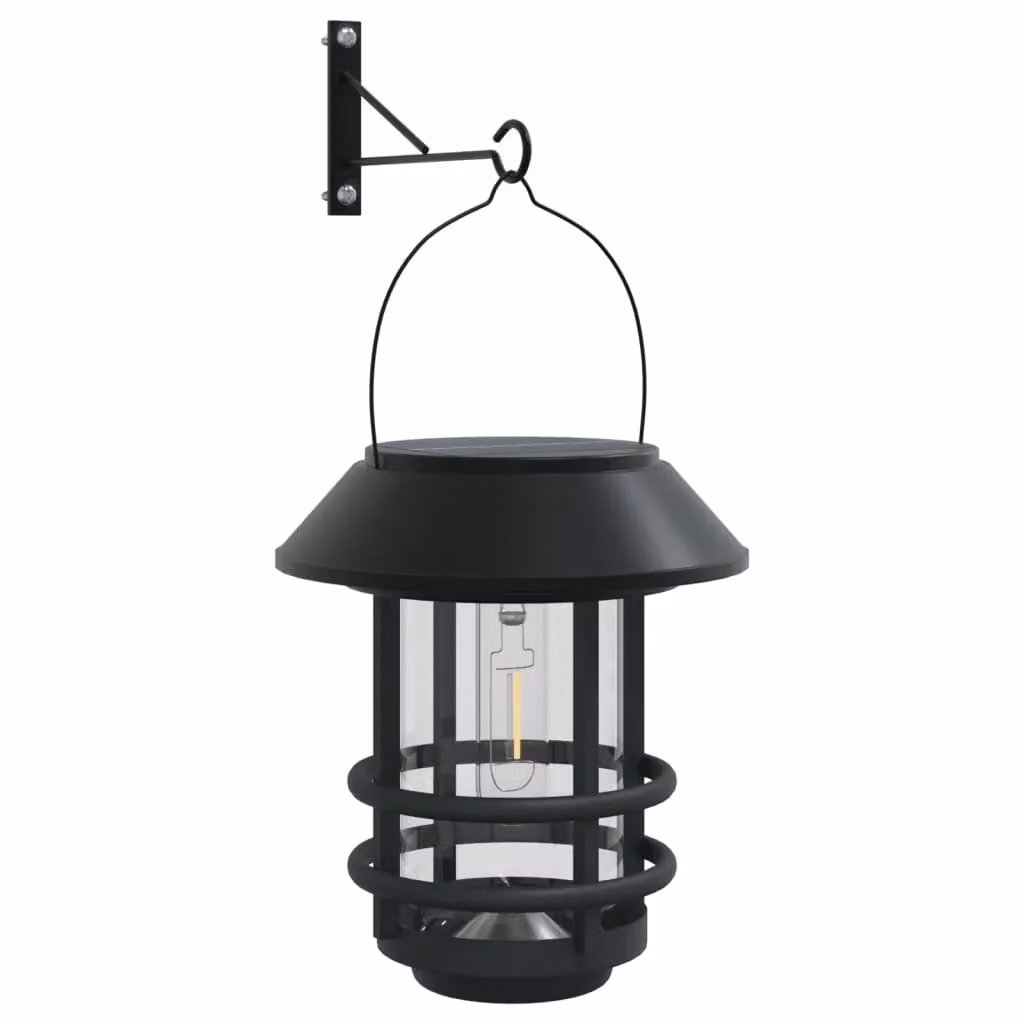 Berkfield Home Solar LED Outdoor Wall Lanterns, 4 Pack, Black with White Glass, IP44 Waterproof with Dusk Sensor – 3