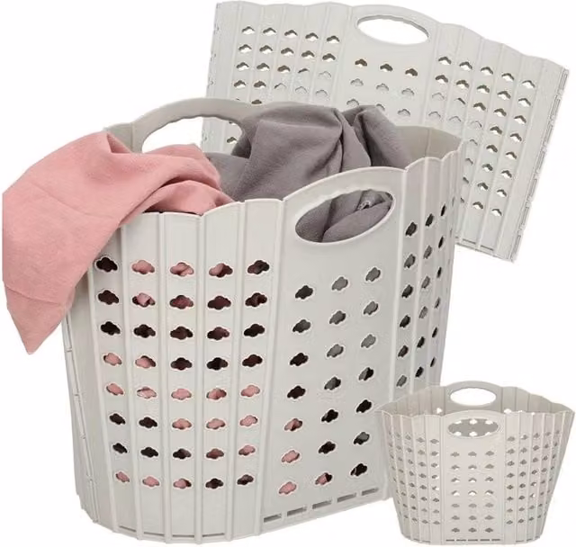 Kelvenix Grey Collapsible Laundry Basket with Handles