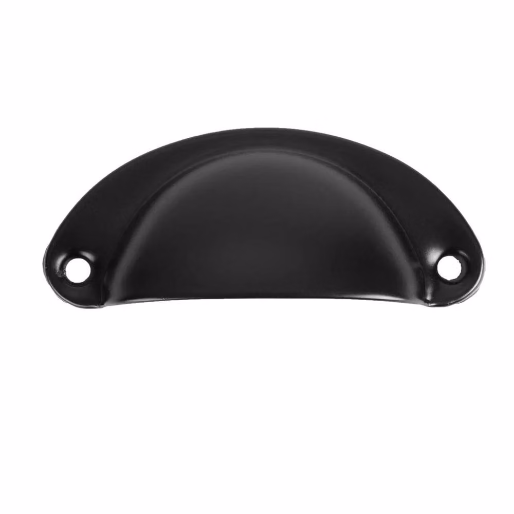 PAWNORA 6-Piece Matt Black Shell Cup Pull Handles in Zinc – 4