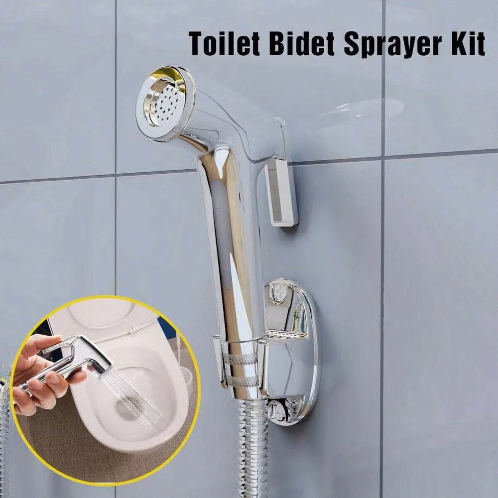 FLAVORA Handheld Shattaf Bidet Spray Head with 1.5m Hose in Metallic Silver – 2