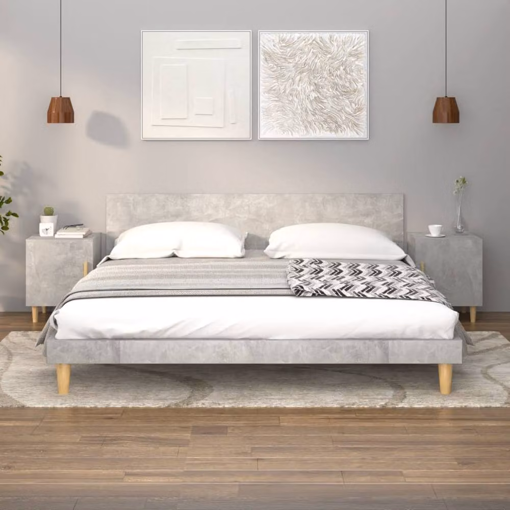 Berkfield Home Wall Mounted Bedside Cabinet in Grey MDF – 3