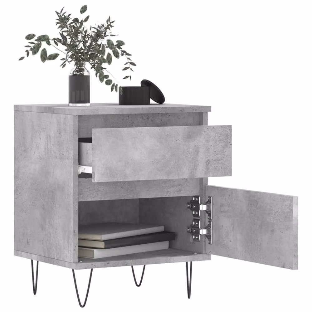 Berkfield Home Set of 2 Modern Bedside Cabinets in Concrete Grey, W/D/H: 40 x 35 x 50 cm – 2