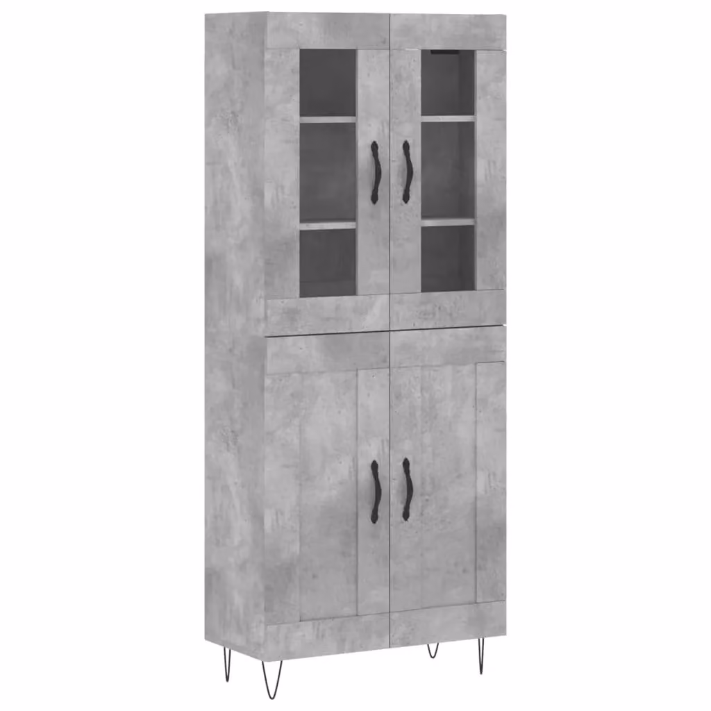 Berkfield Home Industrial Highboard in Concrete Grey, W: 69.5 cm, D: 34 cm, H: 180 cm – 2