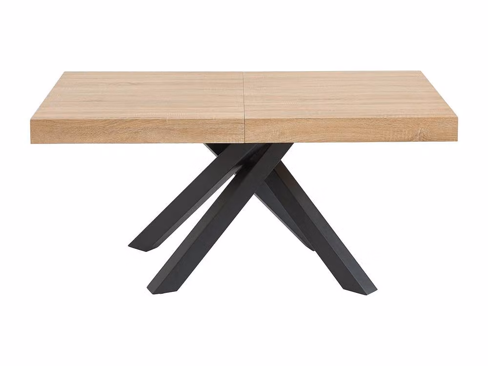 Vente-unique Extendable Rectangular Dining Table in Light Oak and Beige MDF and Metal, W/D/H: 100 x 90 x 75 cm – 2