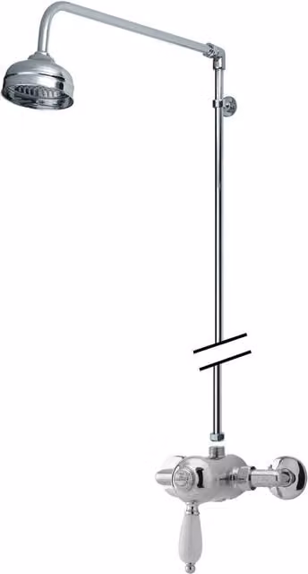 Balterley Traditional Exposed Rigid Riser Shower Set with Diverter in Chrome Silver