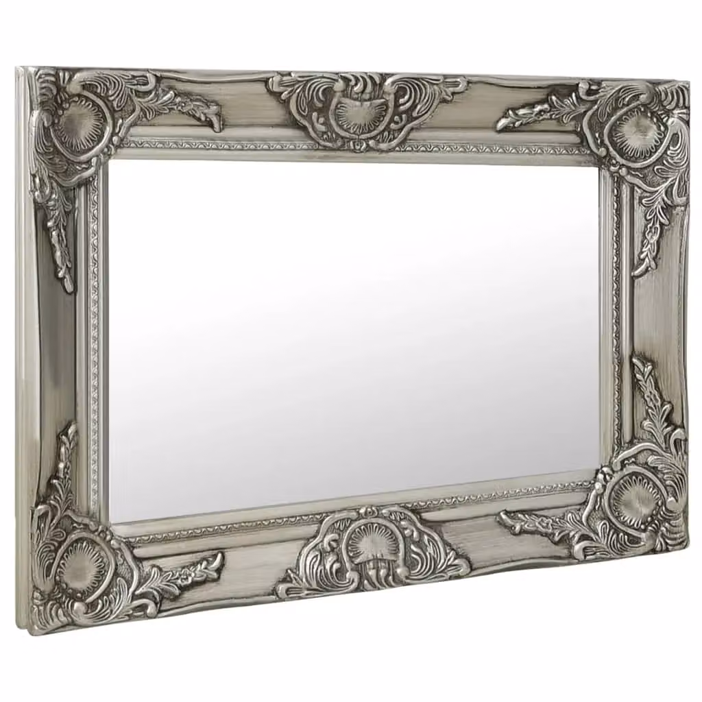 Berkfield Home Antique Baroque Style Rectangular Wall Mirror, Silver, W: 60 cm, H: 40 cm – 2