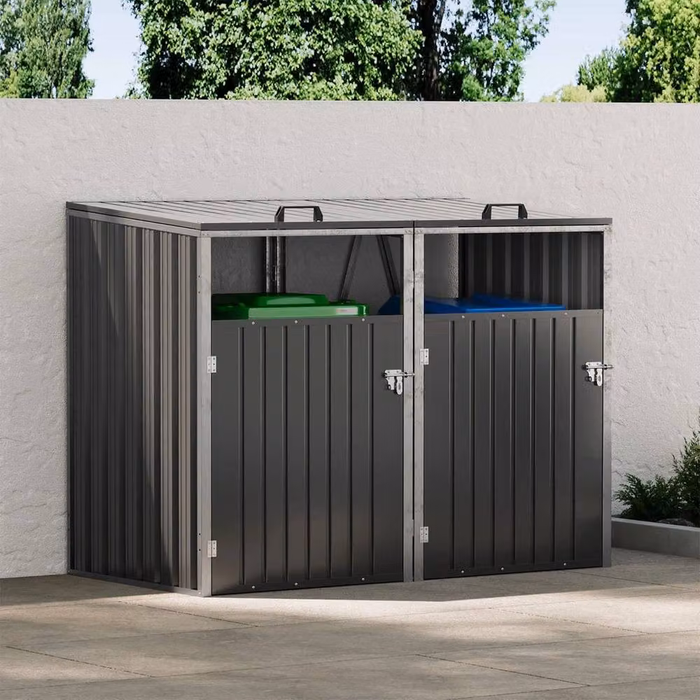 Kelvenix Metal Double Wheelie Bin Storage Box in Black – 4