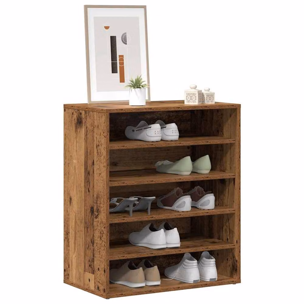 Berkfield Home Rustic Old Wood Shoe Cabinet in Brown, W/D/H: 60 x 35 x 70 cm – 3