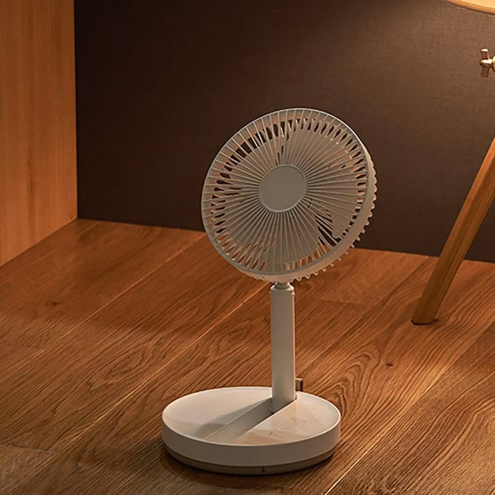 Life on Products Folding Cordless Living Fan with Swing, Adjustable Desk and Standing Fan in Light Brown and White – 2