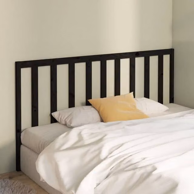 Berkfield Home Beautiful Black Solid Pine Wood Bed Headboard W: 206 cm, D: 4 cm, H: 100 cm – 1