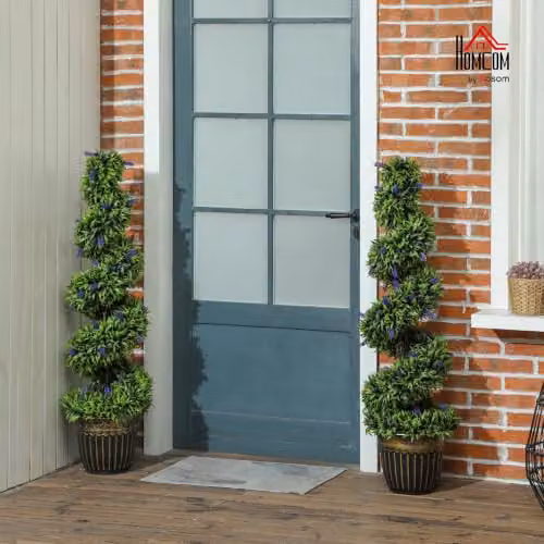 HOMCOM Set of 2 Potted Artificial Lavender Floral Plants in Blue, Height: 115 cm – 2