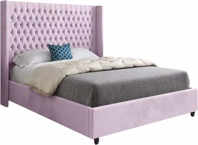 Casani Small Single Upholstered Velvet Designer Bed Frame in Pink