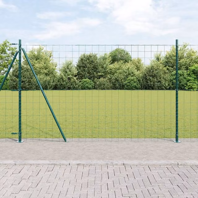 Berkfield Home Euro Fence with 7 Flanged Posts, Galvanised Steel, Silver, W: 10 m, H: 1.5 m – 1