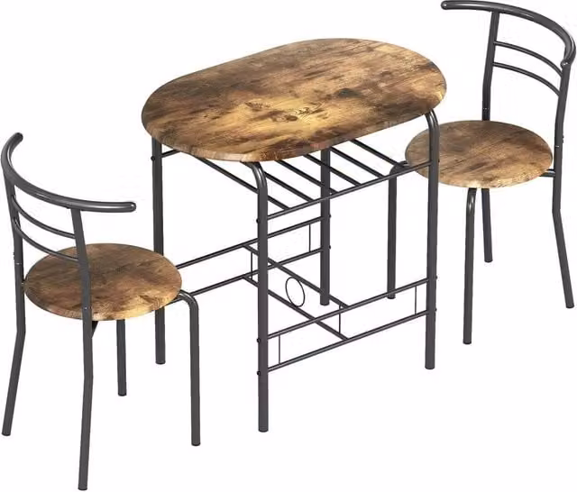 Havendro 3 Piece Dining Set with Table and 2 Chairs in Brown and Black – 1