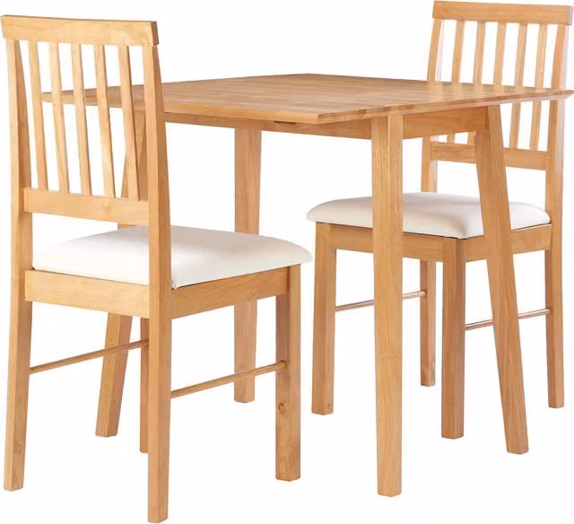 Birlea Brown Oak and Rubberwood Drop Leaf Square Dining Set with 3 Chairs