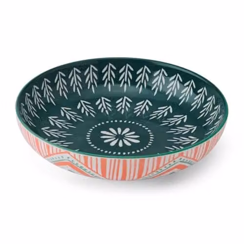 Mikasa Mixed Folk Multicolour Glazed Stoneware Coupe Pasta Bowl, 21 cm – 1