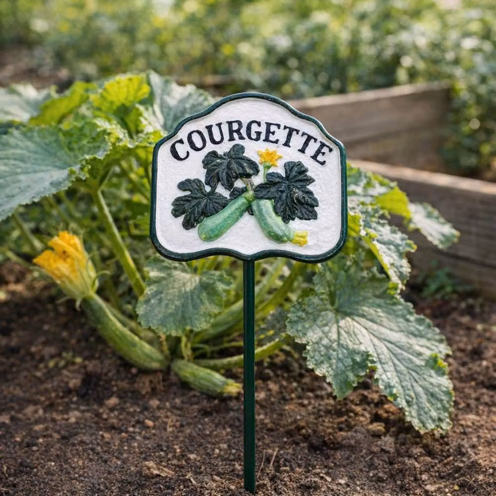 Gifts Direct 2 U Metal Courgette Vegetable Garden Stake Sign in White and Multicolour – 3