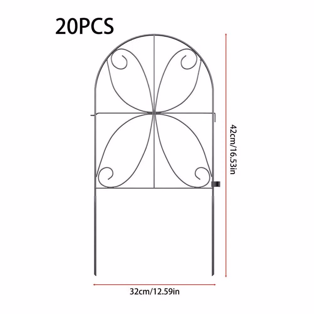 EONLION 20-Piece Rustproof Metal Garden Fence Flower Bed in Black – 2
